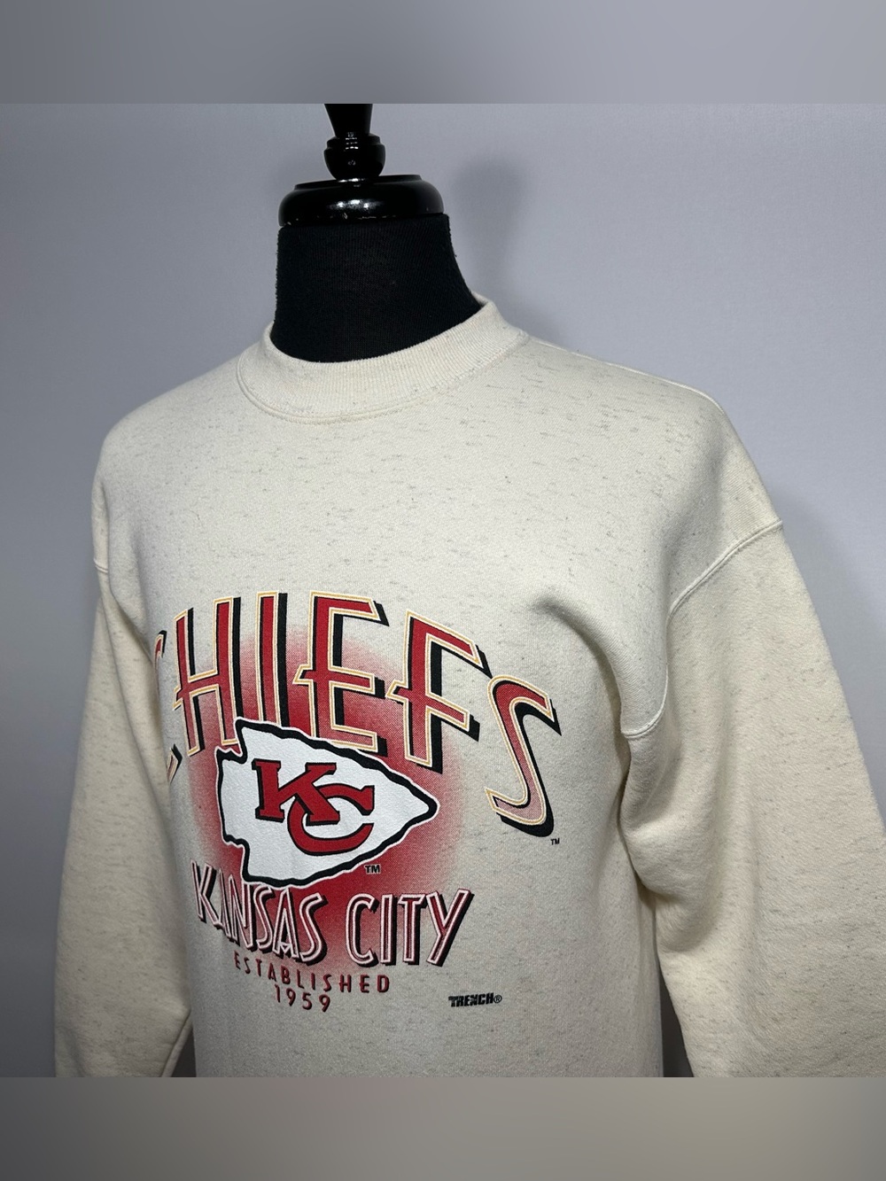 VTG 90's Kansas City Chiefs Trench Ulta Crewneck Fleece Sweatshirt Men's M RARE!